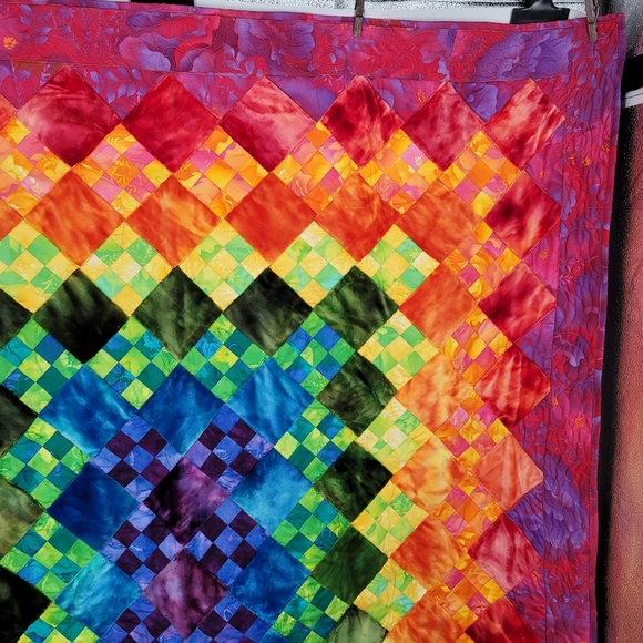 Handmade Rainbow Quilt OOAK - Picture 3 of 14